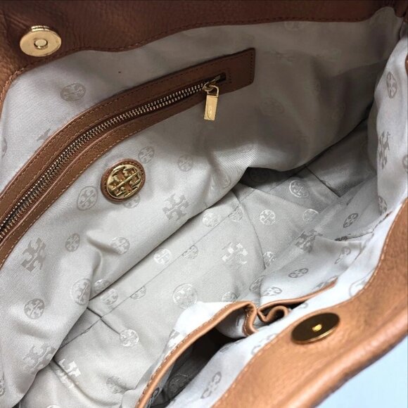 TORY BURCH Amanda Hand Bag Shoulder Bag Tote Bag Leather Camel Brown - Picture 8 of 13